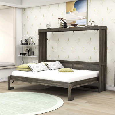 Queen Wood Murphy Bed with LED Light