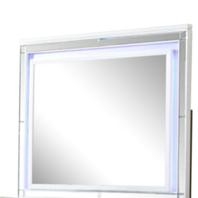 Sterling Mirror Framed LED Mirror Made With Wood in White Color(INCLUDES ONLY MIRROR)
