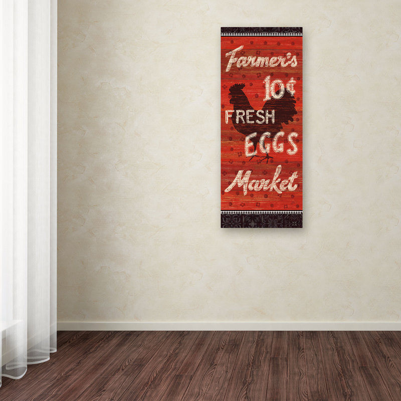 Country Red Rooster Farmer's Market Canvas Art