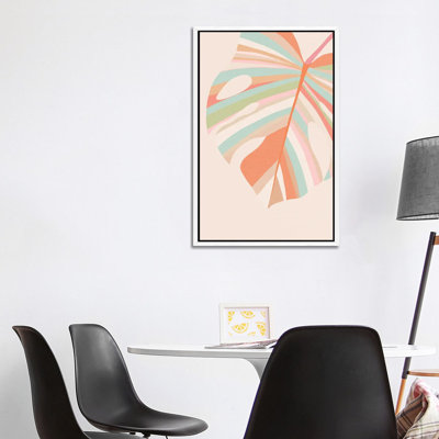 Monstera Leaves Pink Violet Red by Dominique Vari - Print on Canvas