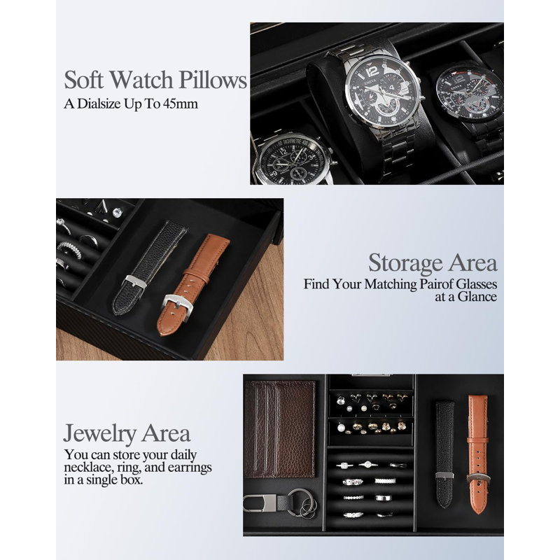 Leather Watch Box +, Black