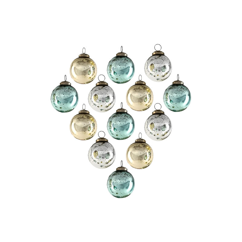 Ornement en forme de boule solide The Holiday Aisle®, H 2,5 po x l 2,5 po x P 2,5 po, Bleu