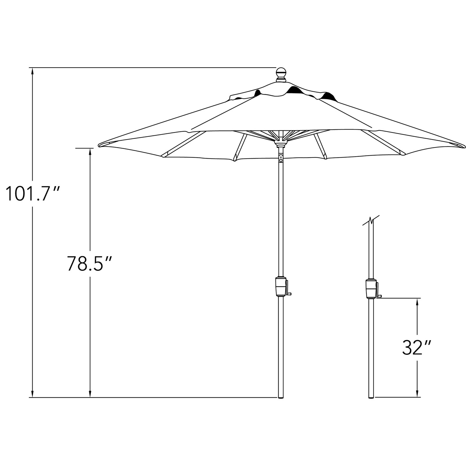 Canela 9' Market Umbrella, Bronze, Blue Sky