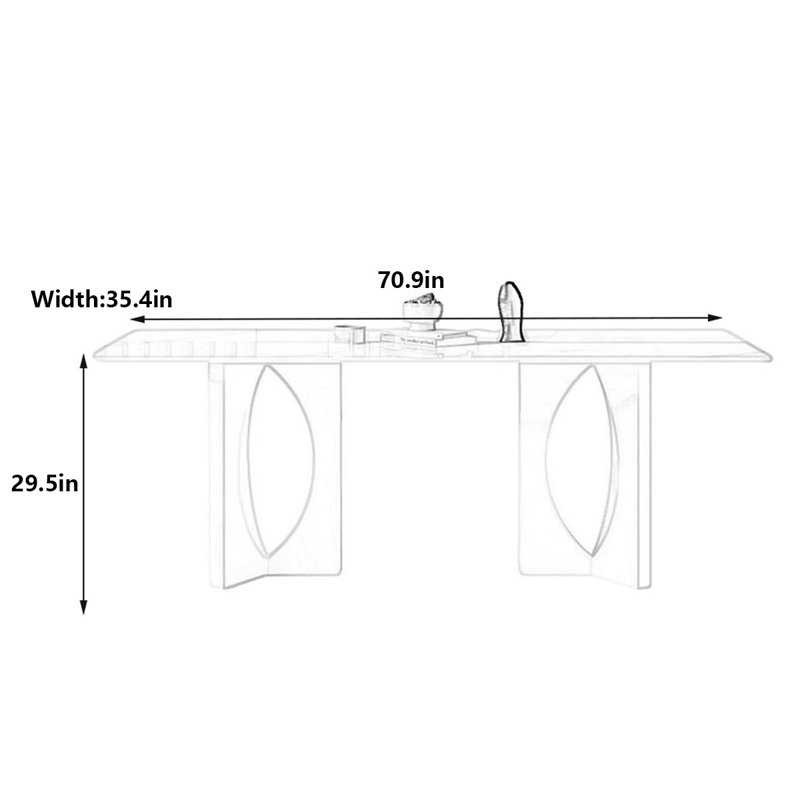 Table de salle à manger Modern, H 29,5 po x L 70,9 po x l 35,4 po