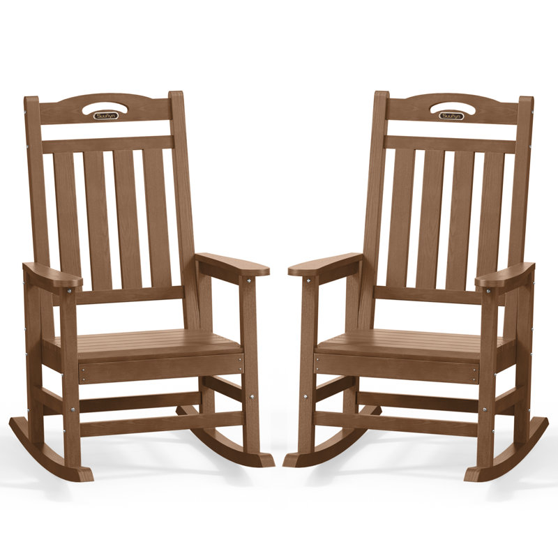 Chaise berçante en PEHD à bascule Adirondack, Teck