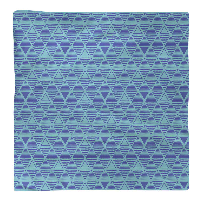 Serviette de table en coton à triangles dessinés à la main, Bleu sarcelle/bleu, H 0,1 po x l 22 po x P 22 po
