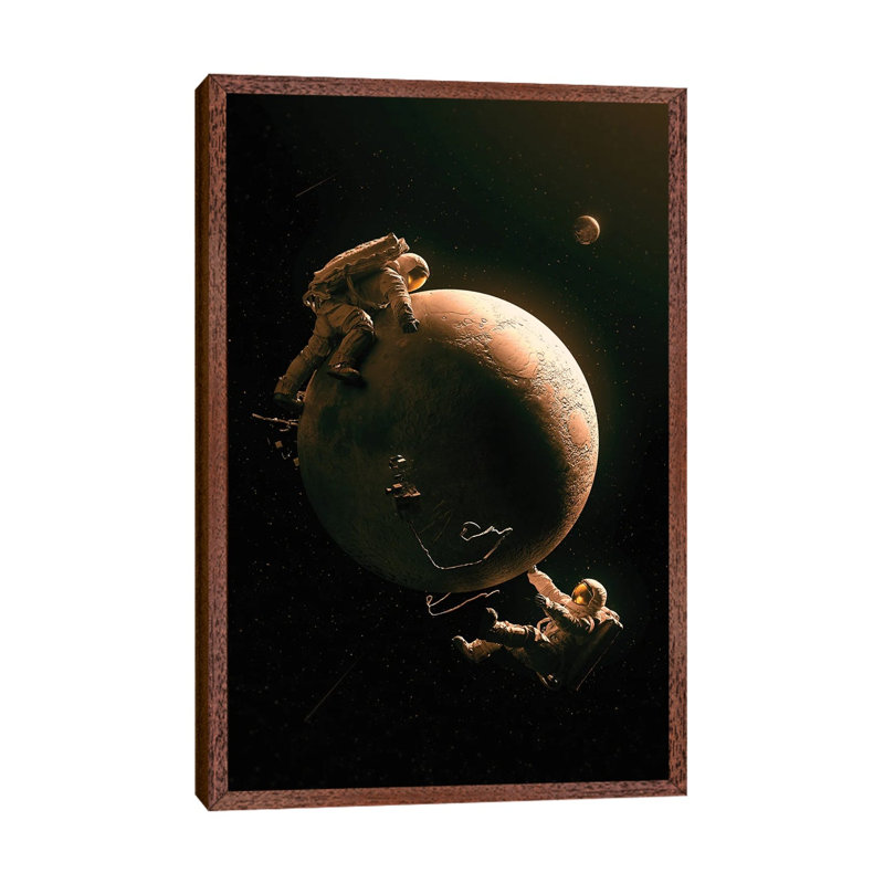 Gravity Play by Nicebleed - Print on Canvas, Classic Brown Wood Framed, 66.04cm H x 45.72cm W x 3.81cm D