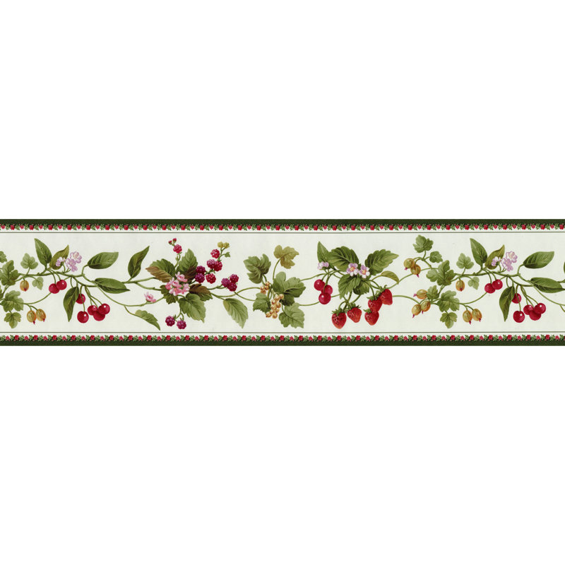 Bordure de vigne à feuilles et de fleurs Minahan, baies de feuilles, vert L 15 pi x l 6 po
