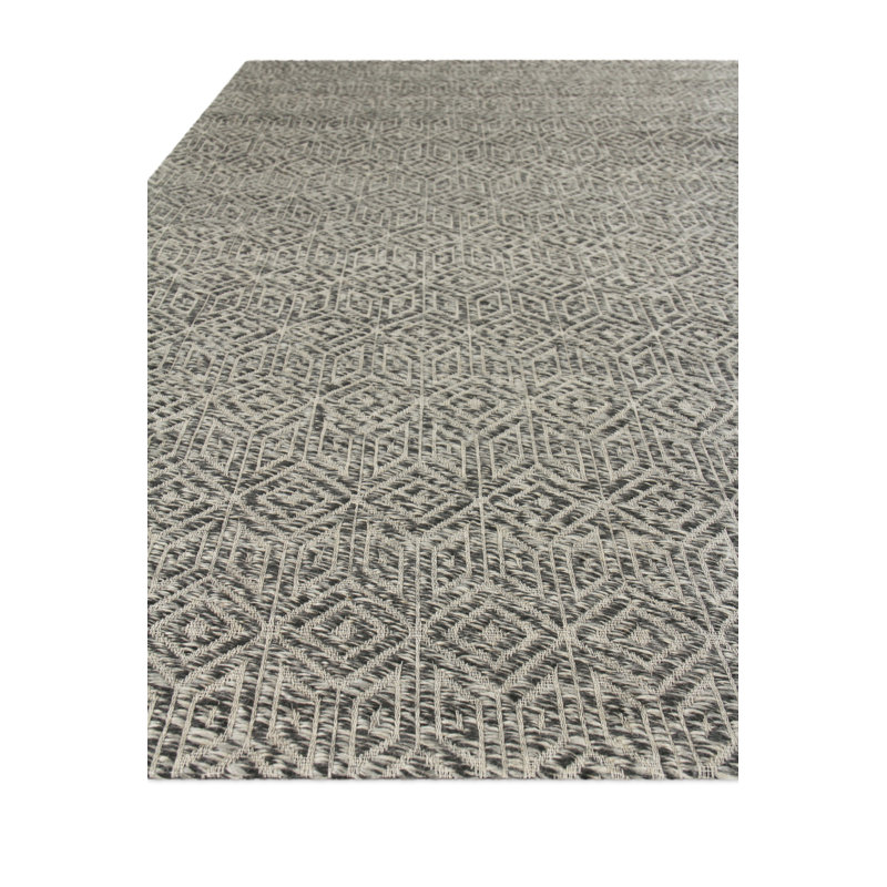 Woven Earth Wool Geometric Area Rug in Charcoal, Rectangle 6' x 9'