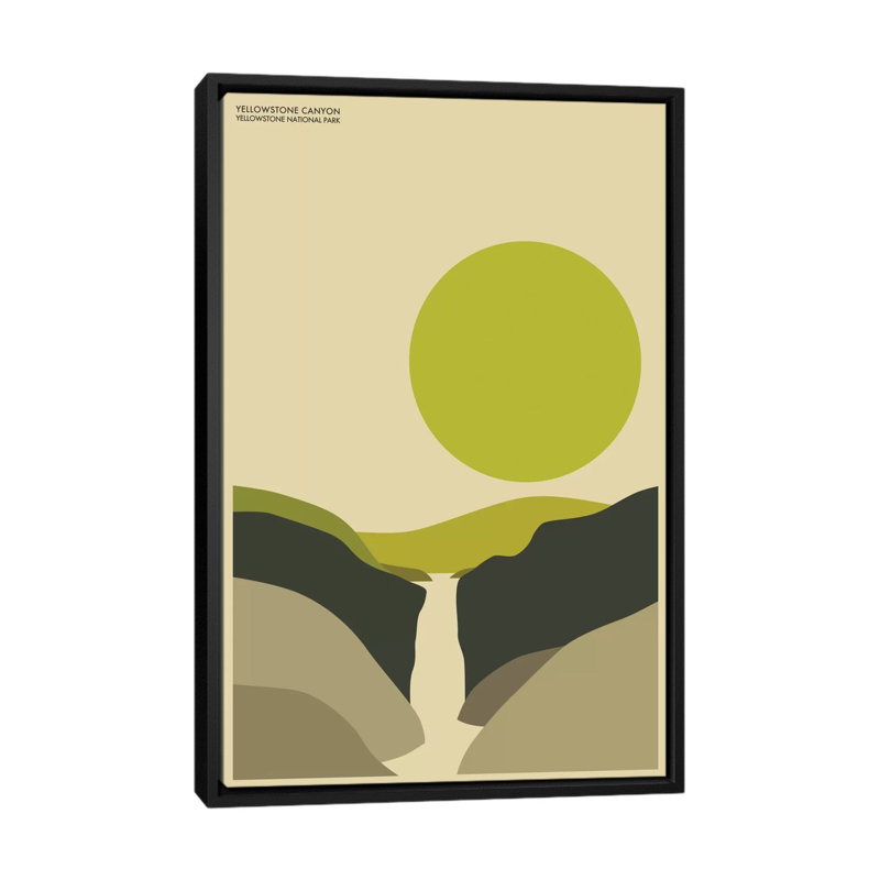 Yellowstone, impression sur toile tendue, H 26 po x l 18 po x P 1,5 po, Toile encadrée noire, Pas de tapis