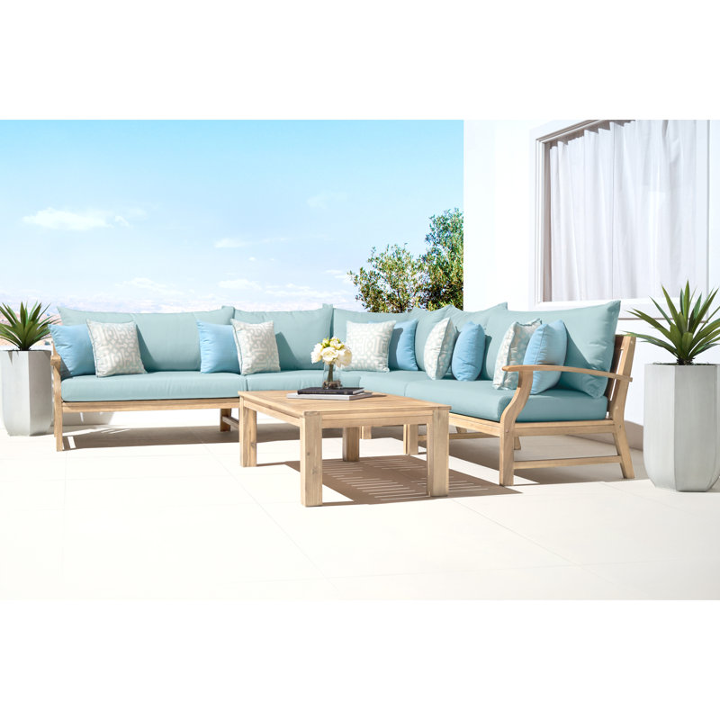 Ensemble de conversation modulaire avec coussins Sunbrella 6 pièces Paulet, Toile spa Sunbrella®