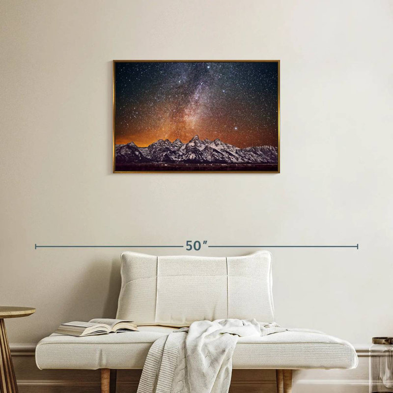 Voie lactée au-dessus de Grand Teton, Cadre flottant doré, 31 po x 21 po