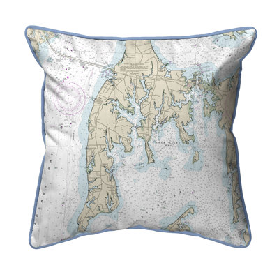 Nautical Map Outdoor Reversible Throw Pillow