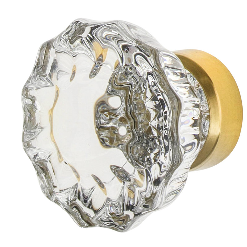 Crystal 1 3/8" Cabinet Knob, Polished Brass