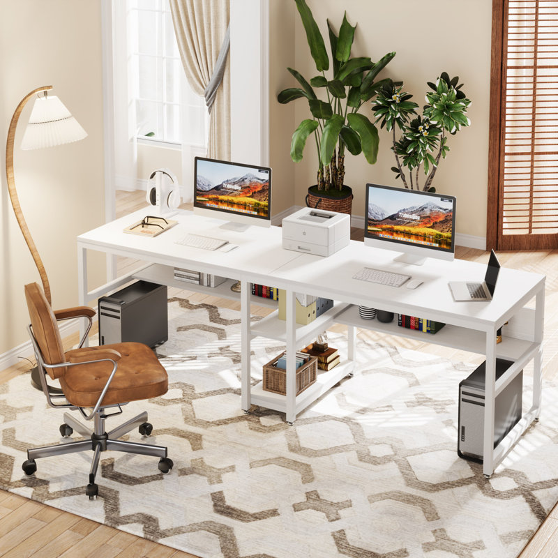 Oviya Steel Computer Desk, White
