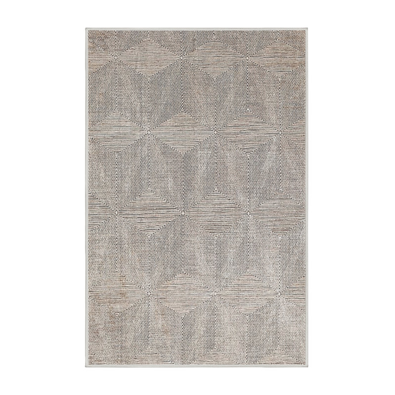 Tapis gris / beige à motif géométrique, Rectangle 2 pi x 4 pi