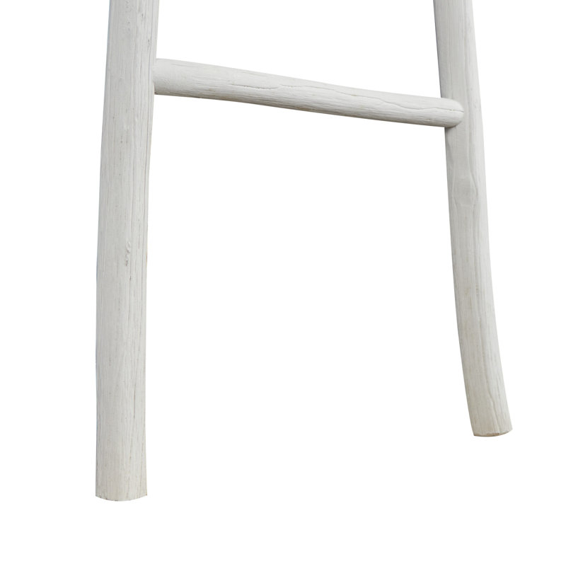 Échelle de couverture en bois massif 72,75 po Antonitte, Blanc / Blanc