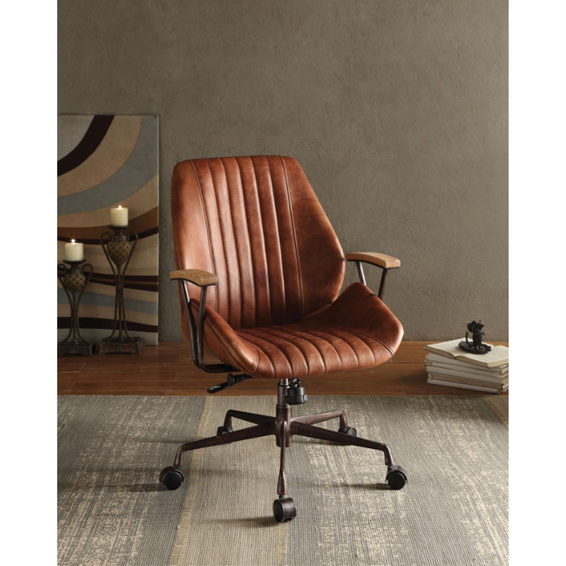 Campanella Genuine Leather Task Chair, Cocoa Brown