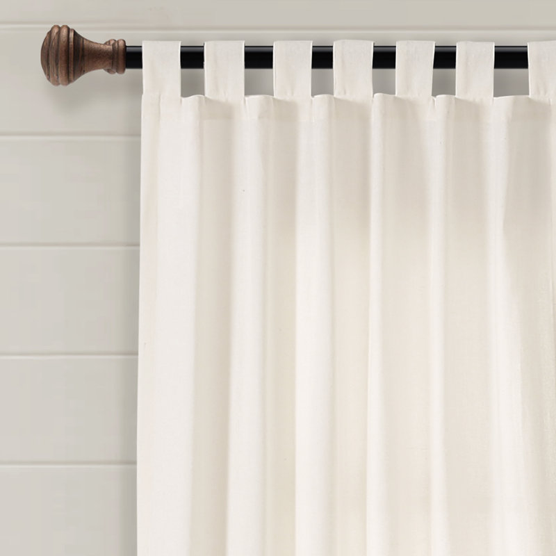 Panneau de rideau simple diaphane en mélange de coton et lin, Blanc cassé