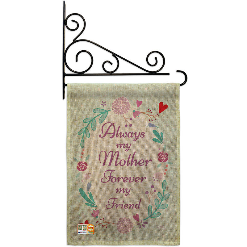 Ensemble de 2 côtés en toile jute 19 x 13 po, "ma mère, ami special occasion family" drapeau de jardin