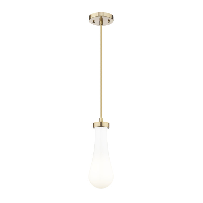 Luminaire suspendu 5 lumières Owego, Blanc brillant, Bronze champagne, H 11 po x l 4 po x P 4 po