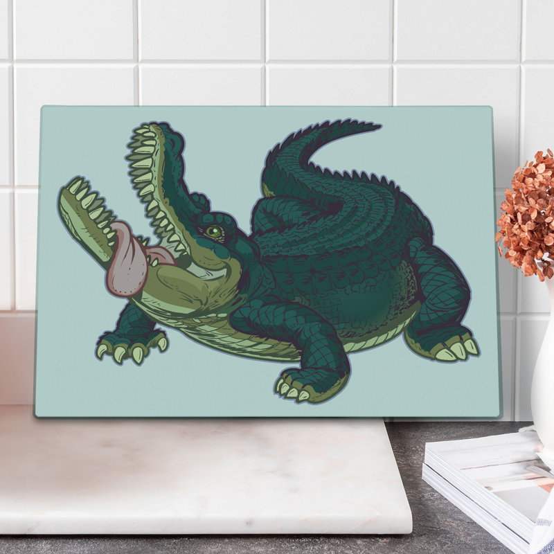 Ambesonne Crocodile Cutting Board Large Size Graphical Wild Alligator Multicolor