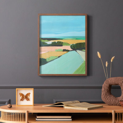 «Bright Colored Countryside II», reproduction encadrée - bois massif