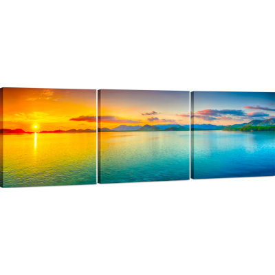 " Panoramic Ocean Sunset " 3 - Pieces
