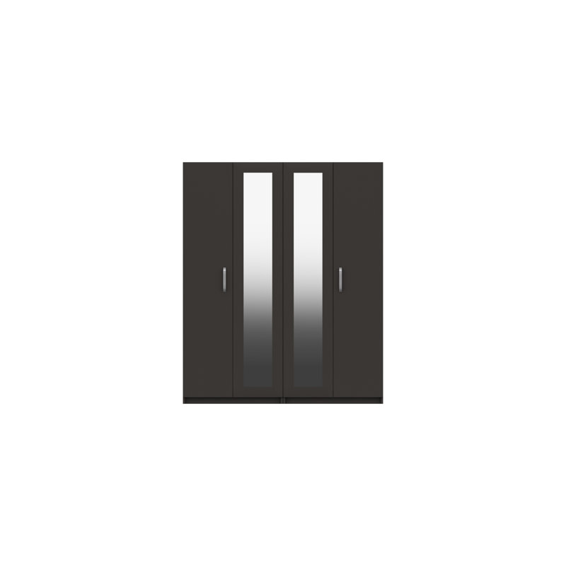 Narvaez 4 Door Manufactured Wood Wardrobe, Graphite Gloss