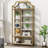 Ghica Etagere Bookcase, 8-Open Shelf Bookshelf, 70.87" H x 31.5" L in Gold & White for Home Office