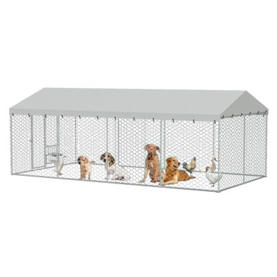 Outdoor Dog Kennel with Canopy