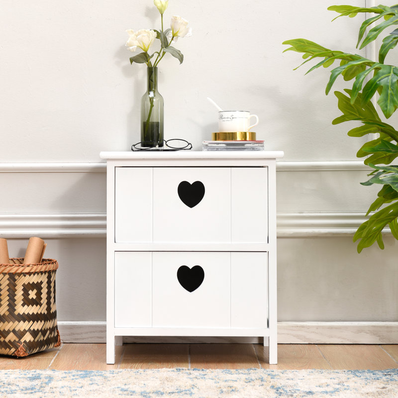 Krebs 2 Drawer Bedside Table, White