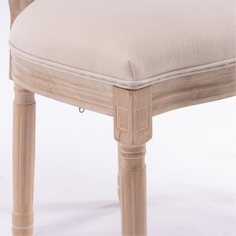Ensemble de 2 chaises de salle à manger style français à structure ovale et dossier en bois massif, crème