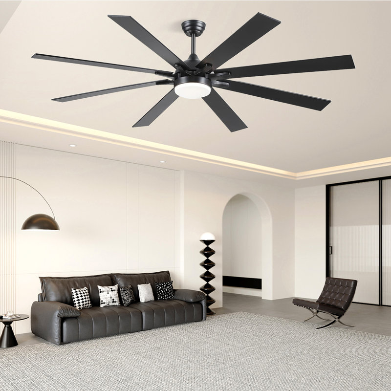Grand ventilateur de plafond 72 "avec lumière et télécommande, Noir