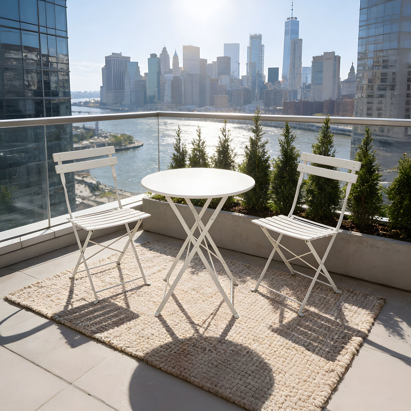 3-Piece Outdoor Folding Bistro Set, White