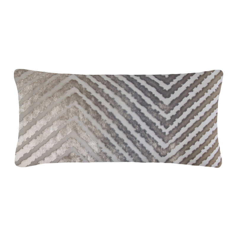 Chevron Mini Rectangular Gray Velvet Pillow Cover & Insert