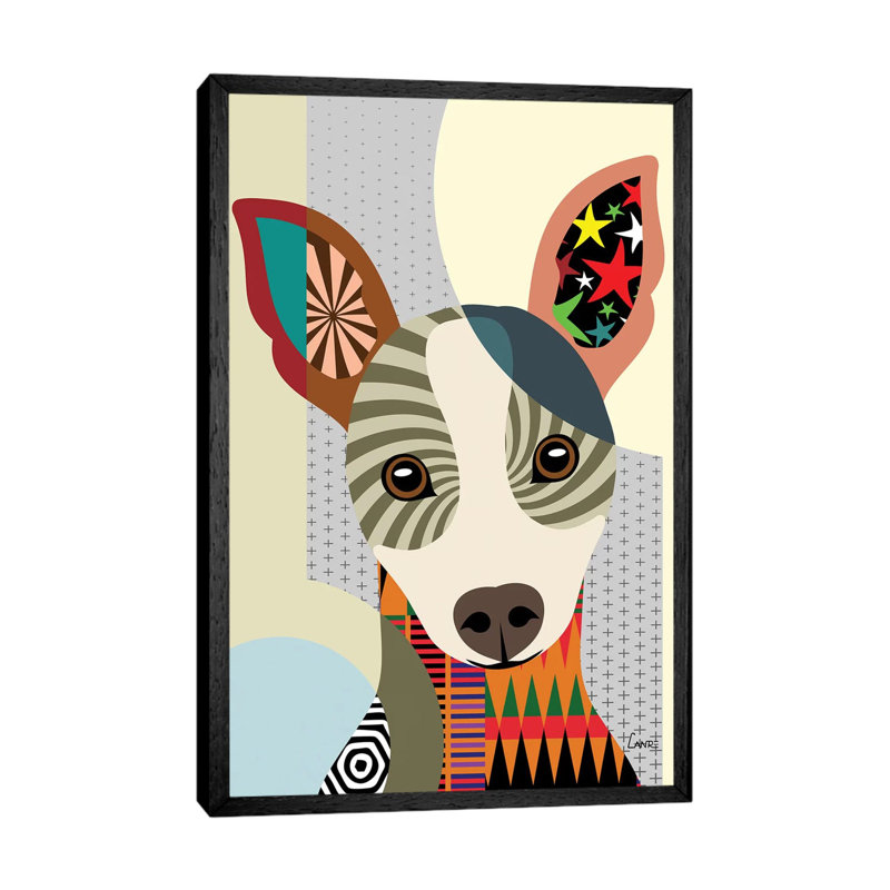 Rat Terrier - Painting on Canvas, 101.6 cm H x 66.04 cm W, Black Framed