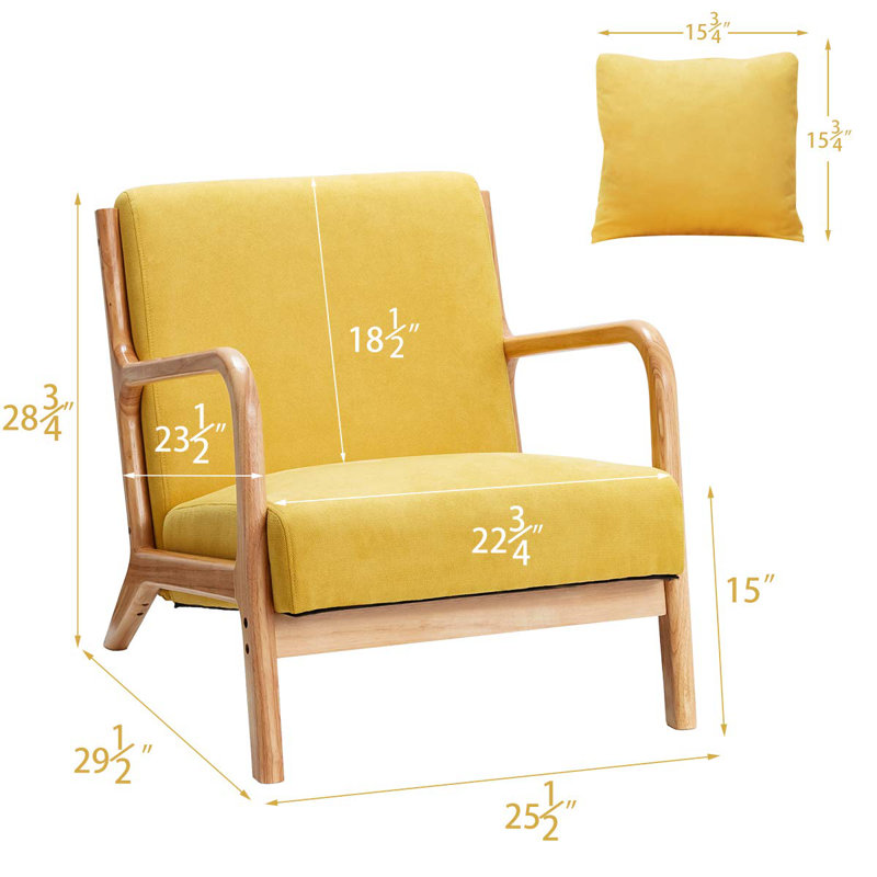Upholstered Armchair, Yellow