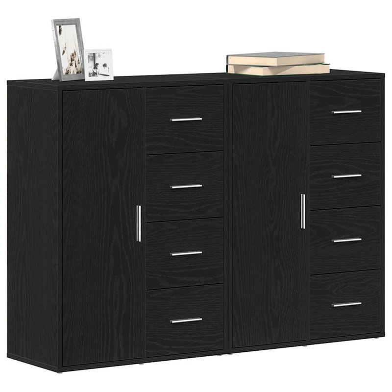 Sideboards 2 Pcs 60X31x84 Cm Engineered Wood, Black Oak