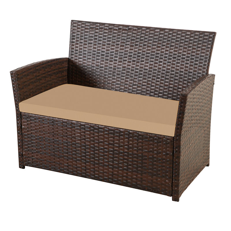 Ensemble de conversation pour patio pour 4 personnes avec coussins, Brown