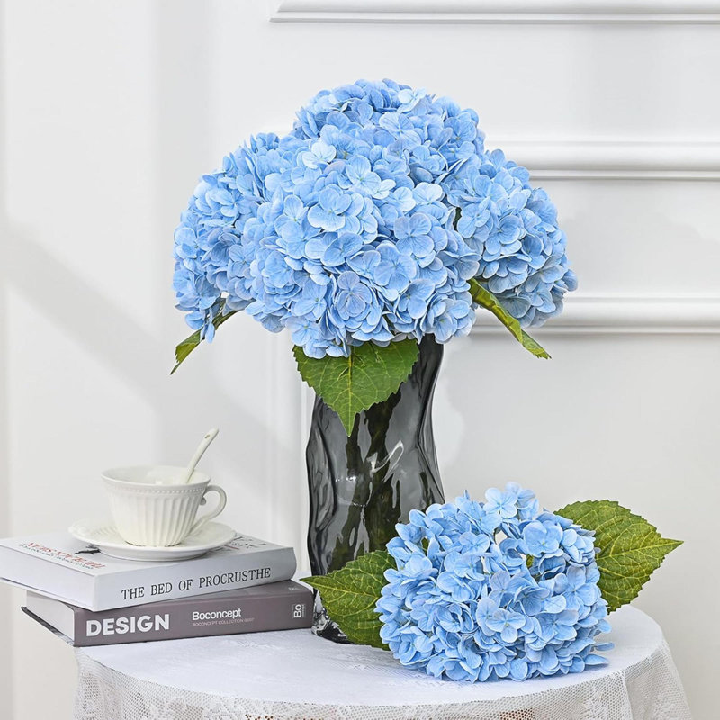 3 pièces hortensias fleurs artificielles, latex véritable hortensias réalistes fleurs d'hortensias pour les décorations de fête Bouquets de mariage centres de table