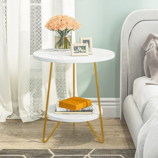 LITA Log Desktop Round Side End Table, Indoor Outdoor Wooden Tray  Nightstand Table with Metal Stand for Living Room Bedroom Office Small  Spaces (M)