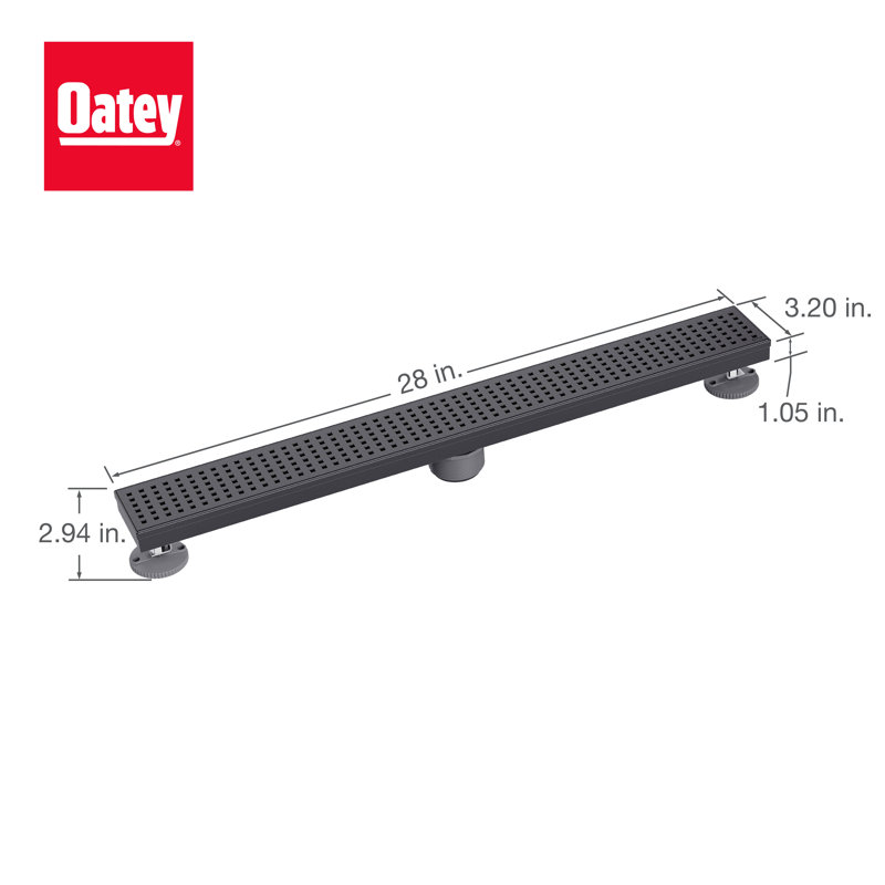 Grille carrée pour drain de douche Designline, Noir mat, 28"