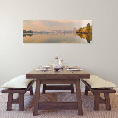 Bridge Across A River Benjamin Franklin Bridge Delaware River Philadelphia Pennsylvania USA by Tom Sheckels - Wrapped Canvas Panoramic Print