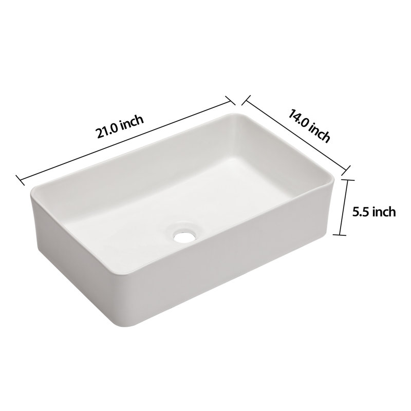 Orren Ellis Tyneside 14'' White Ceramic Rectangular Bathroom Sink