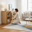 Buffet 4 portes avec rangement et portes vitrées, tablettes réglables (bois naturel) | Idée de cadeau
