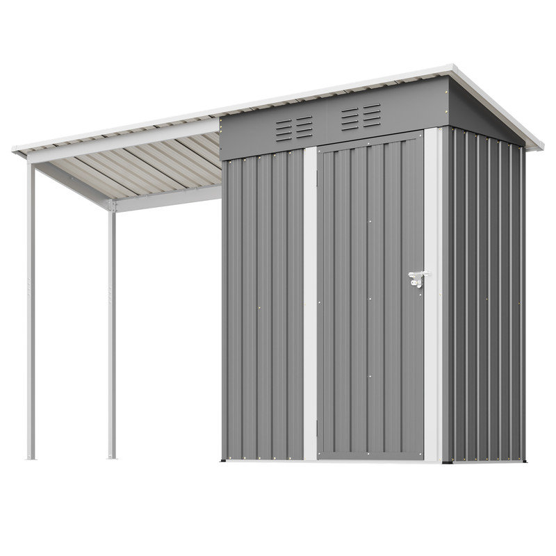 Remise de rangement 2-en-1 en acier galvanisé de 5 pi x 3 pi et abri de jardin avec abri de jardin pour terrasse et jardin