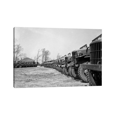 April 19 1941 Alignment Row Rows Dodge Army Trucks Jeeps Fort Dix NJ - Wrapped Canvas Print