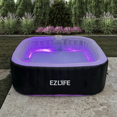 EZLIFE 6 Person Inflatable Hot Tub w/LED LIGHTING