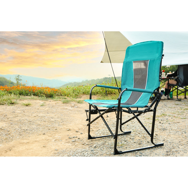 Chaise de camping avec table d'appoint - Portable robuste pour jeux de sport, jardin pliant bleu réalisateurs, patio, Bleu